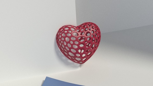 Heart with slot on one side - Voronoi Style