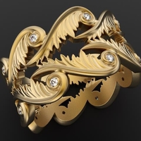 Baroque Ring Hearts Wings - Thumbnail 1