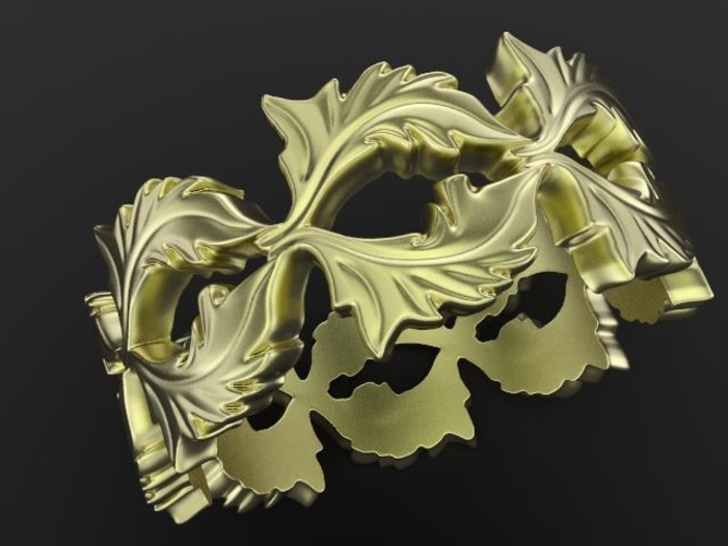 Baroque Ring Leaves 3D Print 237964