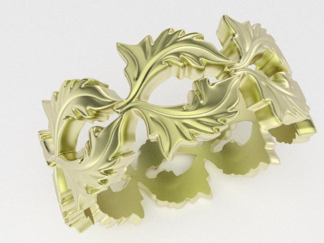Baroque Ring Leaves 3D Print 237965