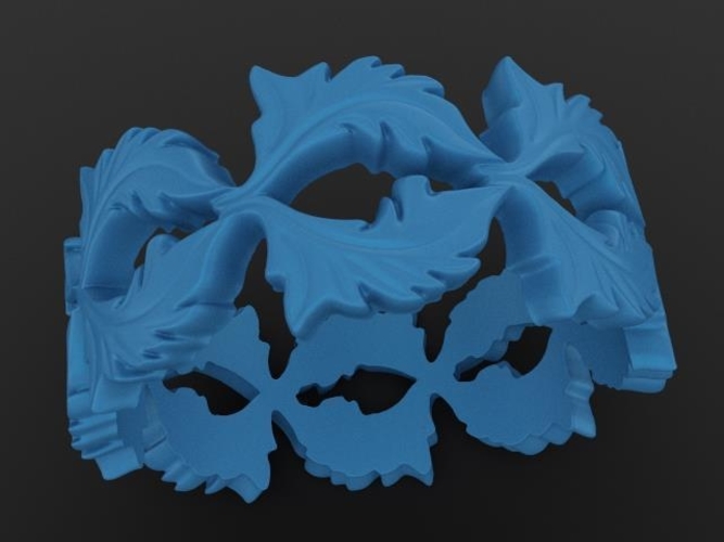 Baroque Ring Leaves 3D Print 237966