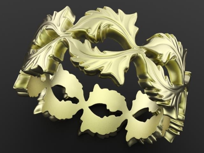 Baroque Ring Leaves 3D Print 237967