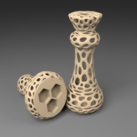 3xM10: Voronoi Chess Set with inlets for 3 x M10 Nuts - Thumbnail 3