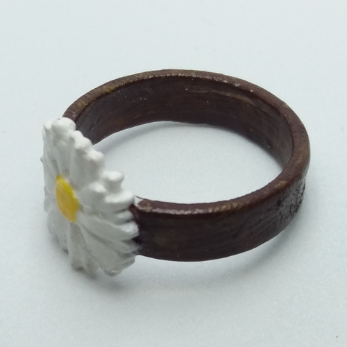 Ring with embossed and overflowing daisy  3D Print 238182