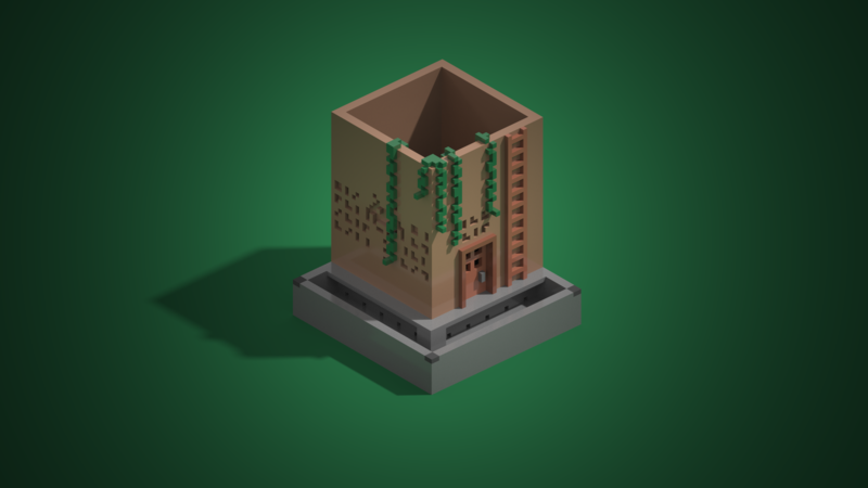 Voxel Temple Pot