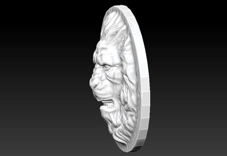 Lion head relief circle 3D Print 238735