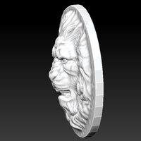 Lion head relief circle - Thumbnail 1