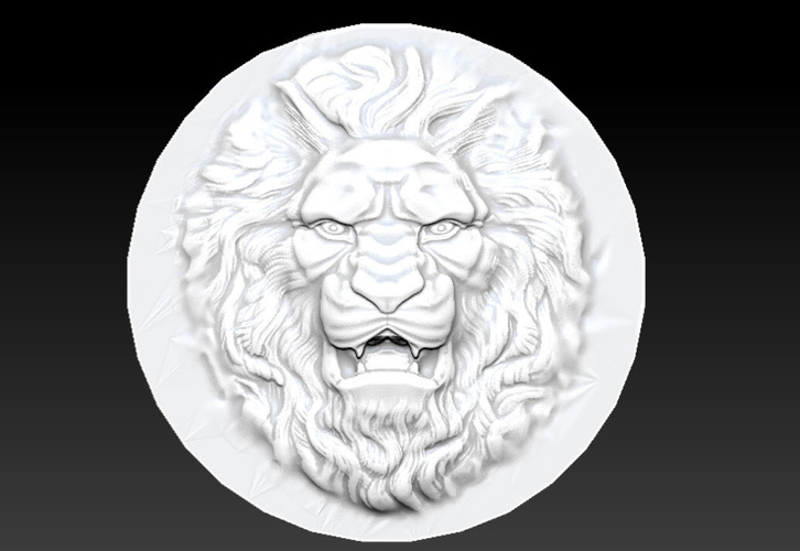 Lion head relief circle 3D Print 238736