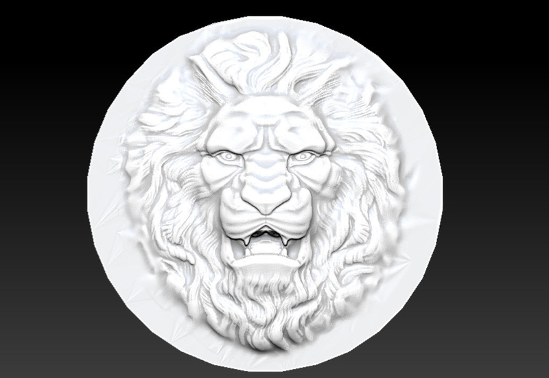 Lion head relief circle