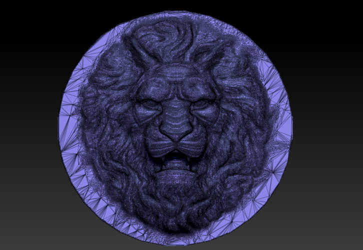 Lion head relief circle 3D Print 238737