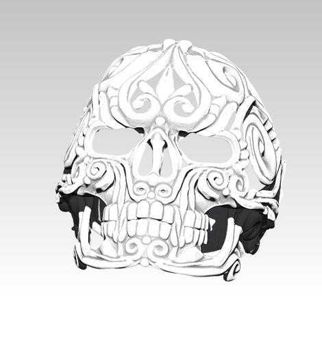 Man Skull Carving King Ring 3D Print 238768