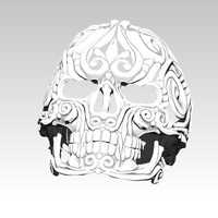 Small Man Skull Carving King Ring 3D Printing 238768