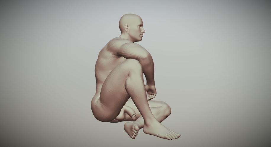 3D Printable Nude Male Body Pose 03