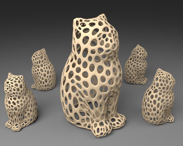 LASER CAT - Voronoi Style 3D Print 23914