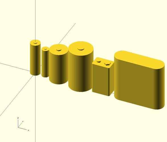 Batteries in OpenSCAD 3D Print 23946