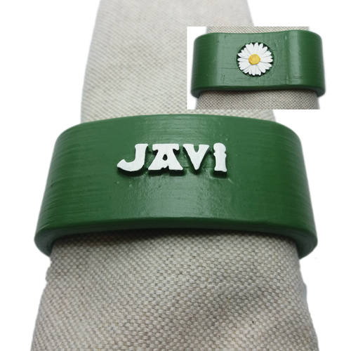 JAVI 3D Napkin Ring with daisy 3D Print 239776