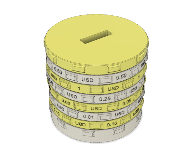 Sorting piggy bank USD (L size) 3D Print 240376