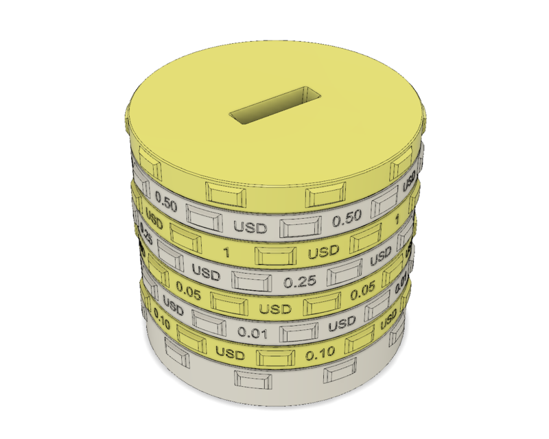 Sorting piggy bank USD (L size)