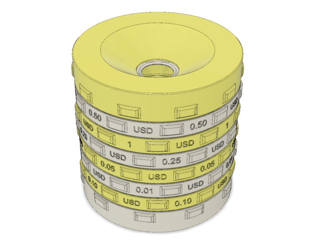 Sorting piggy bank USD (L size) 3D Print 240377