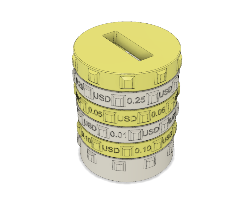 Sorting piggy bank USD (XS size)