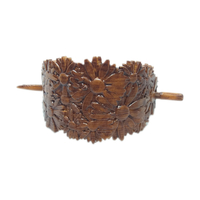 Hair Stick Barrete with embossed daisies 54x30mm  - Thumbnail 2