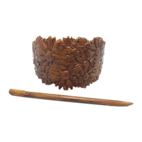 Hair Stick Barrete with embossed daisies 54x30mm  - Thumbnail 4