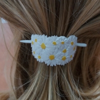 Hair Stick Barrete with embossed daisies 54x30mm  - Thumbnail 5