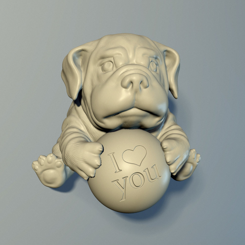The puppy with a ball 3D print model