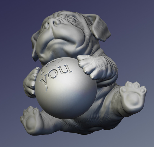 The puppy with a ball 3D print model 3D Print 241067