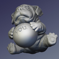 The puppy with a ball 3D print model - Thumbnail 3