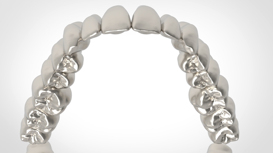 Dental Anatomy Library with Thimble Crowns - Azure  3D Print 241172