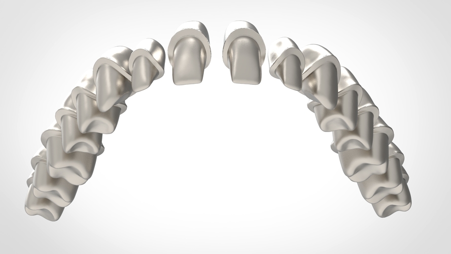 Dental Anatomy Library with Thimble Crowns - Azure  3D Print 241188