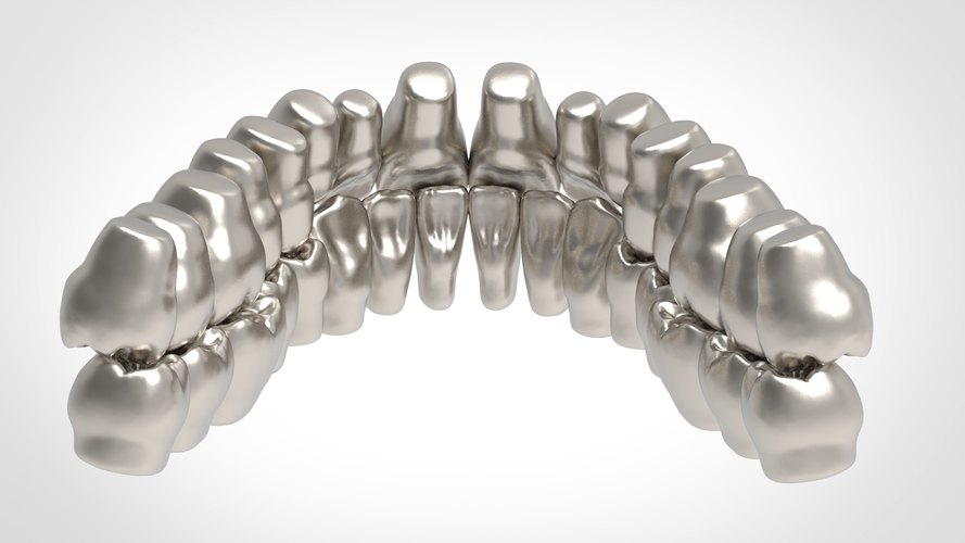 Dental Anatomy Library with Thimble Crowns - Azure  3D Print 241192