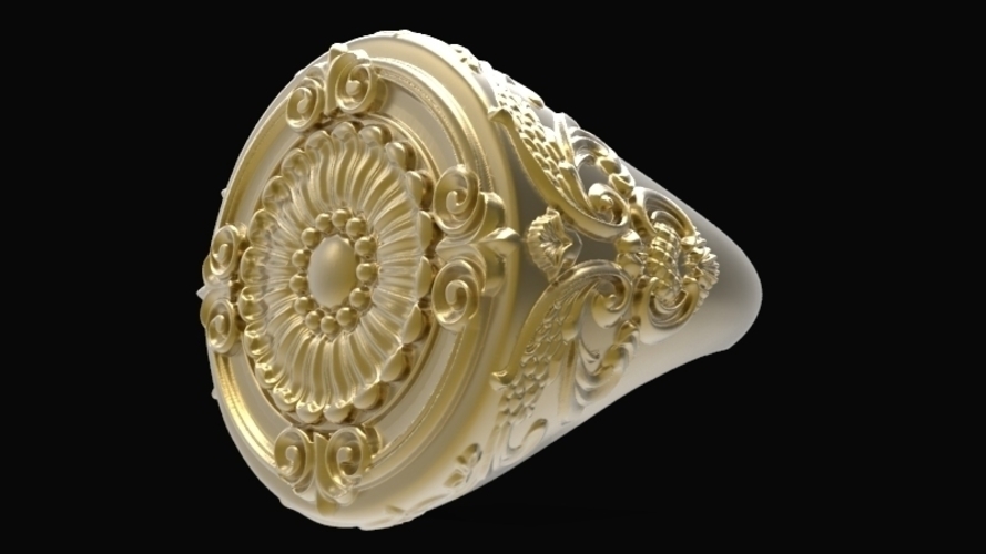 Ornament Signet Ring 3D Print 241288