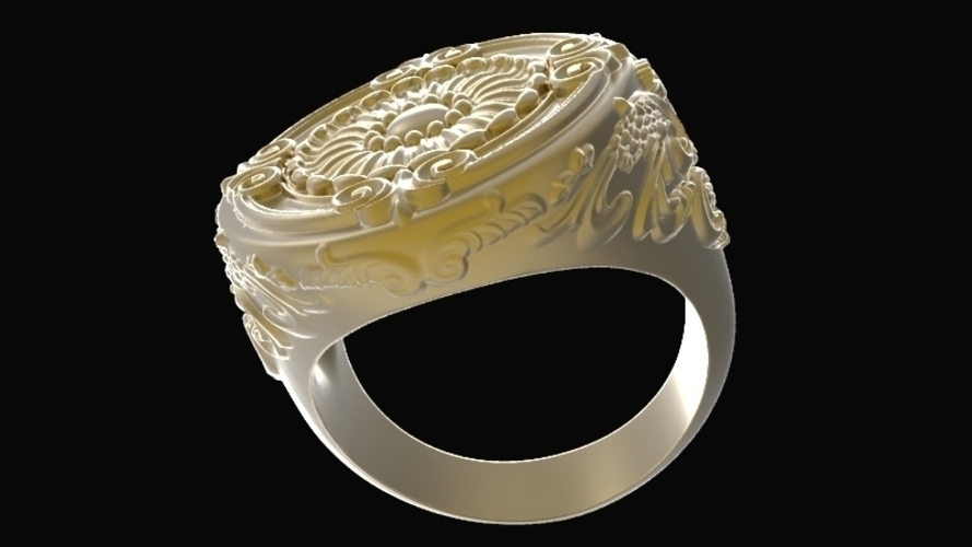 Ornament Signet Ring 3D Print 241289