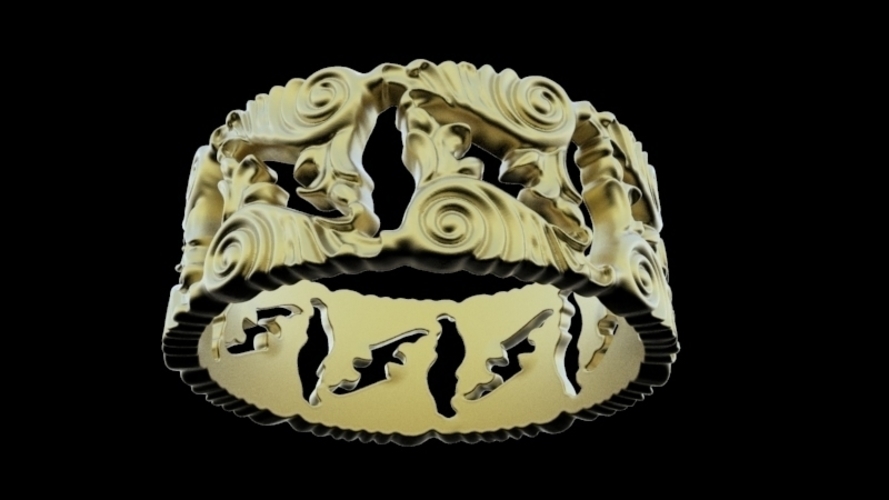 Baroque Ornaments Ring 3D Print 241377