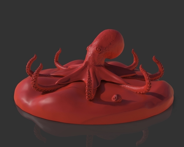 Red Octopus Figurine 3D Print 241462