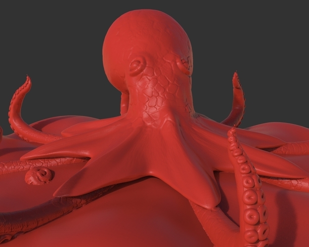 Red Octopus Figurine 3D Print 241468