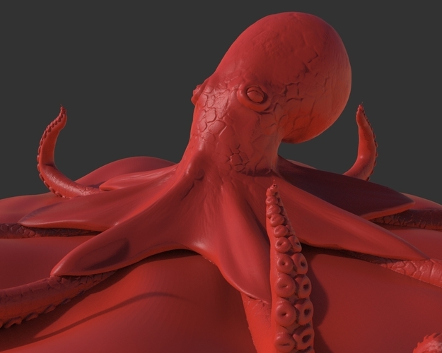 Red Octopus Figurine 3D Print 241469