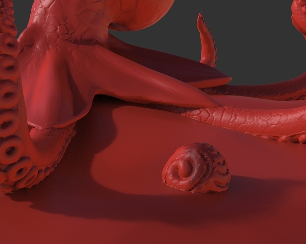 Red Octopus Figurine 3D Print 241470