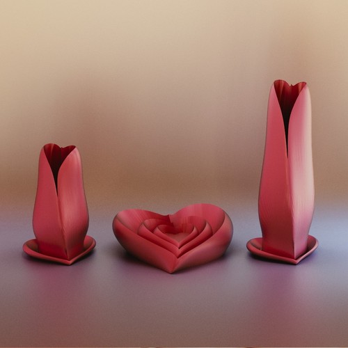 Valentine Vase & Dish Set 3D Print 24217