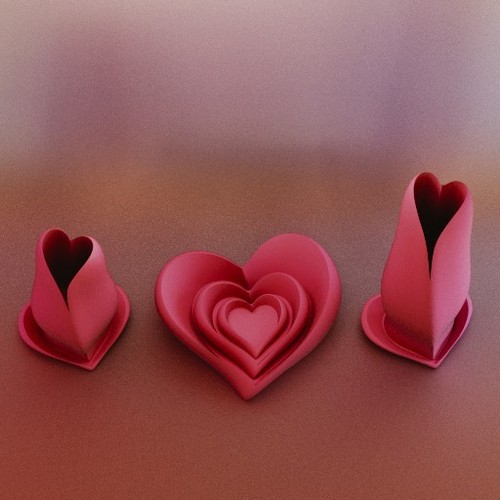 Valentine Vase & Dish Set 3D Print 24218