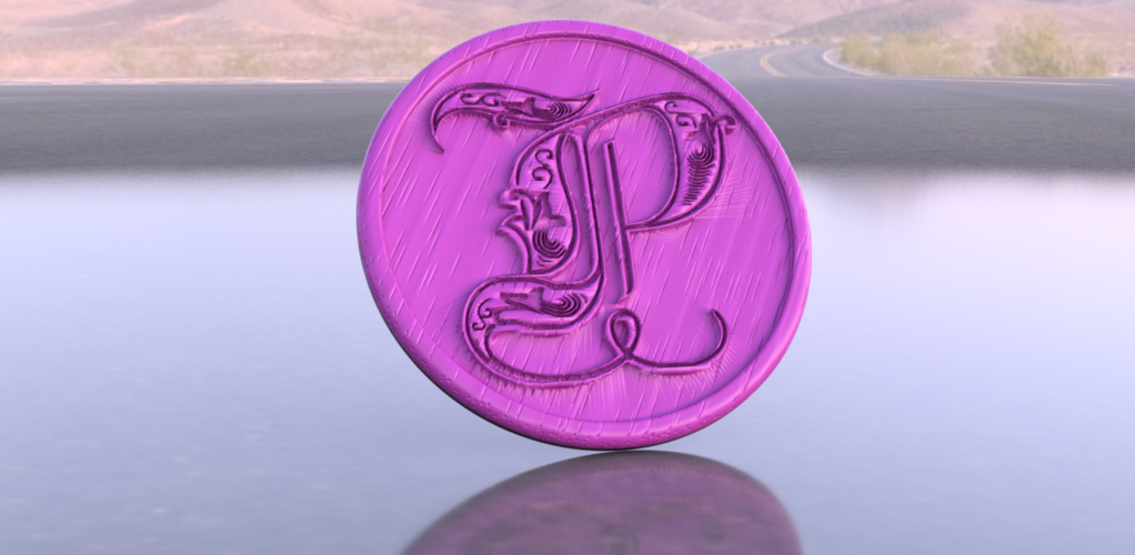 Coaster with letter 'P'