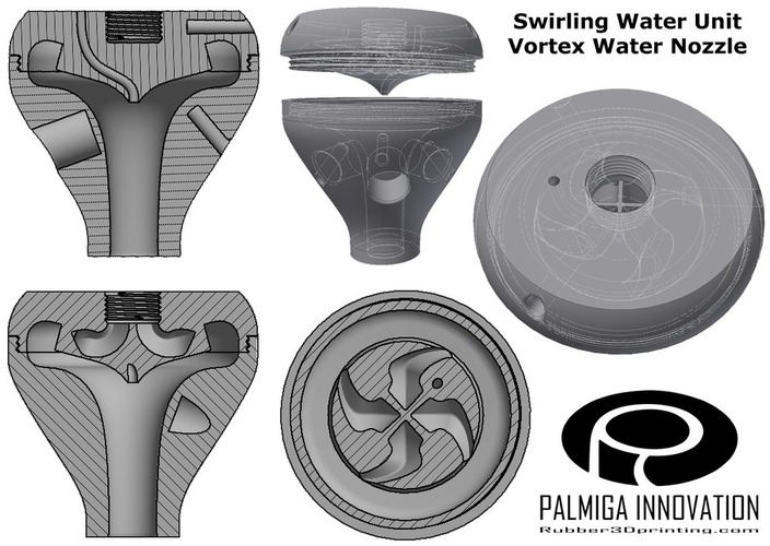 Swirling Water Unit - Vortex water nozzle - Vortex Process Techn 3D Print 24398