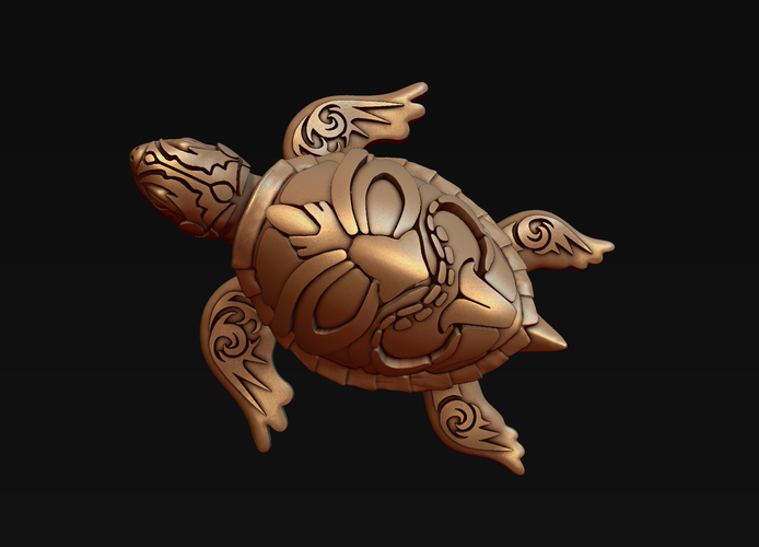 Turtle with Tiki Mask Ornament 3D Print 244576