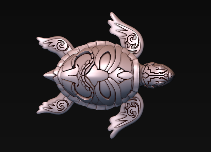 Turtle with Tiki Mask Ornament 3D Print 244584