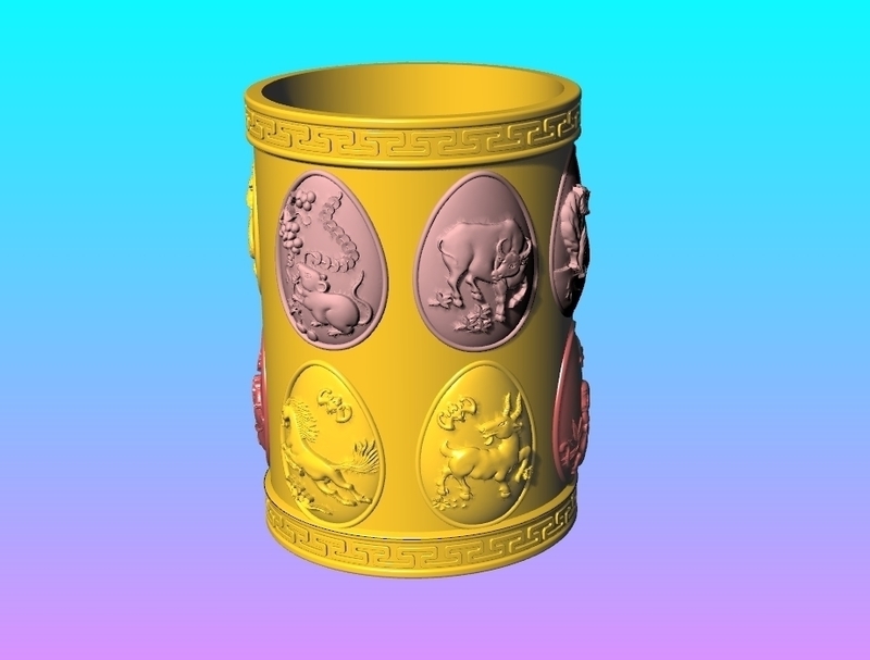 Arc face Chinese zodiac  PEN HOLDER