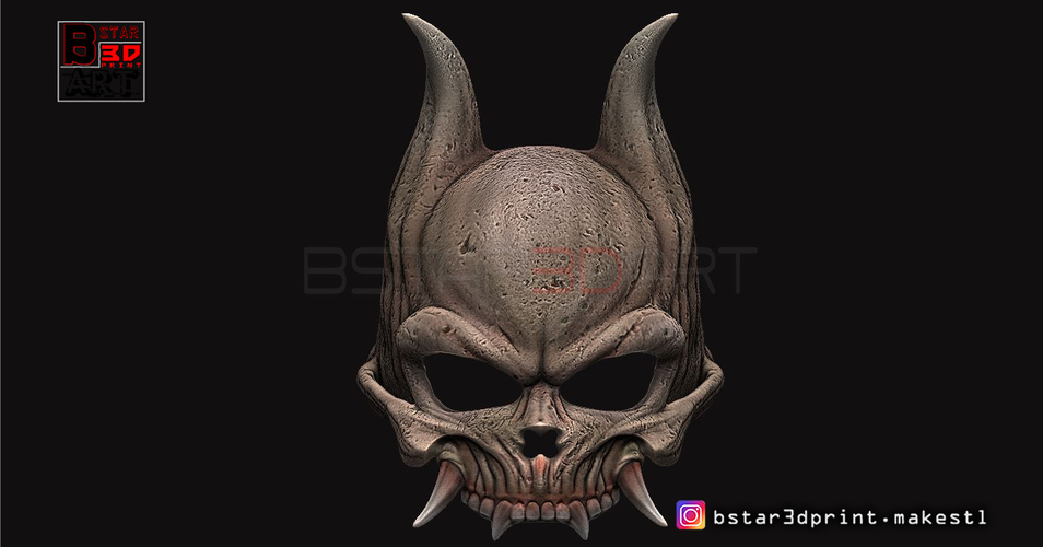 Oni Skull Mask - Hannya Mask-Devil Mask  3D Print 246132