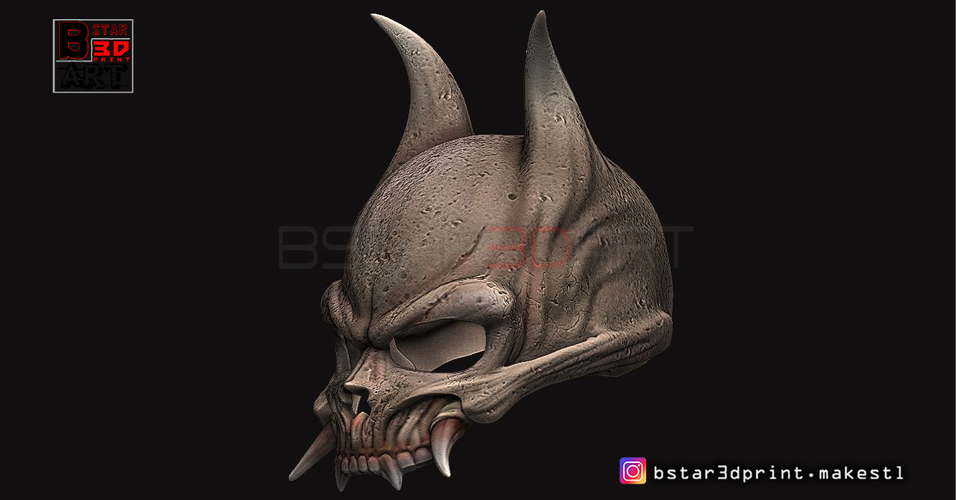 Oni Skull Mask - Hannya Mask-Devil Mask  3D Print 246133