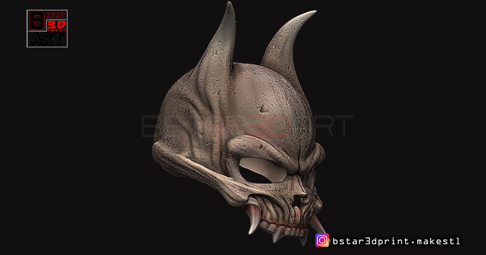 Oni Skull Mask - Hannya Mask-Devil Mask  3D Print 246137